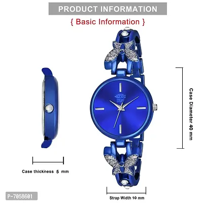 Swadesi Stuff Exclusive Luxury Butterfly Stainless Strap Analog Watch for Women and Girls (Blue)-thumb2