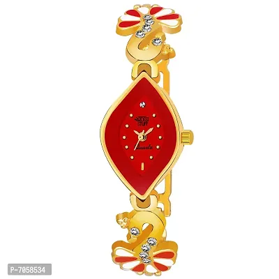 SWADESI STUFF Bangle Watch Collection Analogue Women's Watch(Red Dial Gold Colored Strap)-thumb0