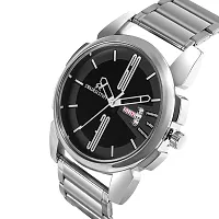 Swadesi Stuff Black Dial Round Shape Elegant Day  Date Functioning Stainless Steel Strap Premium Watch for Men and Boys-thumb1