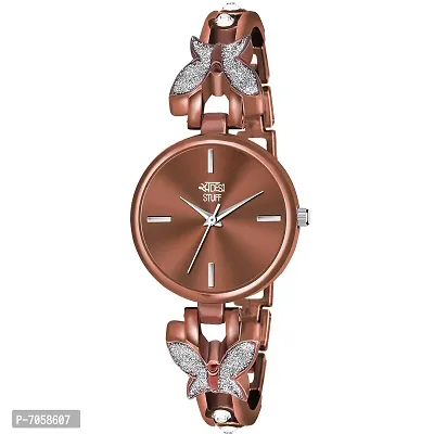 Swadesi Stuff Exclusive Luxury Butterfly Stainless Strap Analog Watch for Women and Girls (Brown)