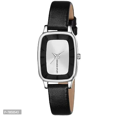 SWADESI STUFF Analogue Silver Dial Girl's Watch (Silver Dial Black Colored Strap)