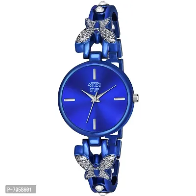 Swadesi Stuff Exclusive Luxury Butterfly Stainless Strap Analog Watch for Women and Girls (Blue)-thumb0