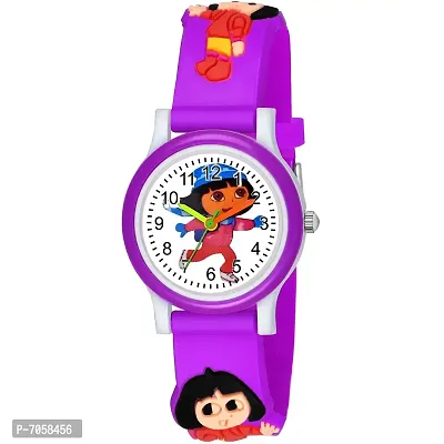 SWADESI STUFF White Dial Dora Love Watch Series Analogue Girl's Kids Watch (Purple)-thumb0