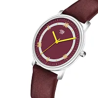 Swadesi Stuff Maroon Dial Leather Strap Analog Watch for Men-thumb1