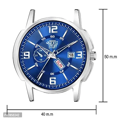 SWADESI STUFF Blue Dial Day and Date Functioning Analogue Watch for Men's-thumb3