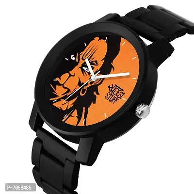 Swadesi Stuff Analogue Orange Dial Lord Hanuman Metal Strap Watch for Men and Boy-thumb2