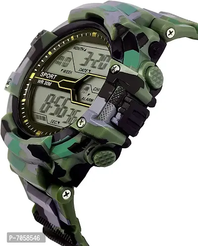 SWADESI STUFF Digital Boy's Watch (Multicolored Dial, Green Colored Strap)-thumb2