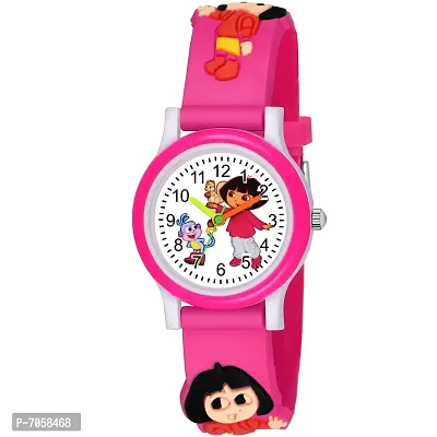 SWADESI STUFF White Dial Dora Love Watch Series Analogue Girl's Kids Watch (Pink)