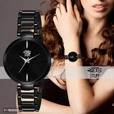 Swadesi Stuff Luxury Analogue Women's Watch (Black Dial Black Colored Strap)-thumb5