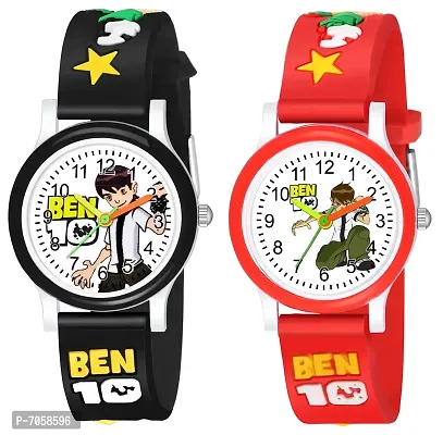 Swadesi Stuff Analogue Multi Color Dial Kids Watch for Boys  Girls (Black RED)-thumb0