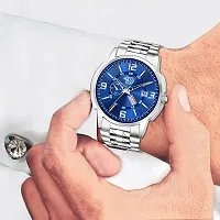 SWADESI STUFF Blue Dial Day and Date Functioning Analogue Watch for Men's-thumb4