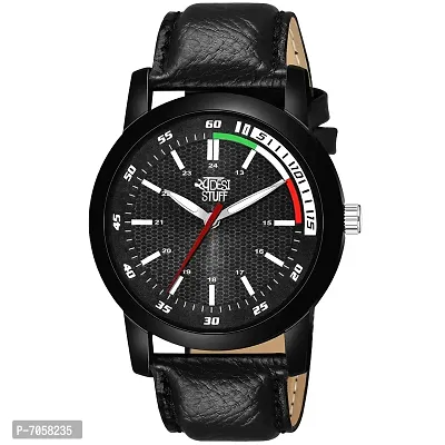 Swadesi Stuff Analogue Black Dial Leather Strap Watch for Men s  Boy's-thumb0