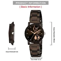 Swadesi Stuff Black Dial Round Shape Stainless Steel Strap Analog Cute Love Couple Watch for Men and Women - Combo of 2-thumb3