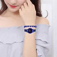 Swadesi Stuff Multi Color Metal Strap Magnet Watch  Diamond Bracelet Combo for Women  Girls (Blue)-thumb4