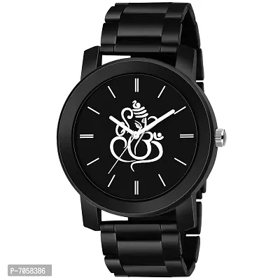 SWADESI STUFF Black Metal Strap Watch Series Analogue Men's Watch (Black Dial Black Colored Strap)
