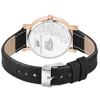 Swadesi Stuff Black Color Flower Dial Premium Leather Strap Analog Watch for Women and Girls-thumb3