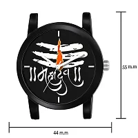Swadesi Stuff Analogue Black Dial Leather Strap Mahadev Watch for Men and Boy-thumb2