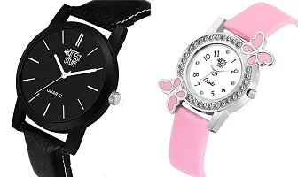 Swadesi Stuff Black and Pink Color Analog Watch for Boys and Girls - Combo of 2-thumb1