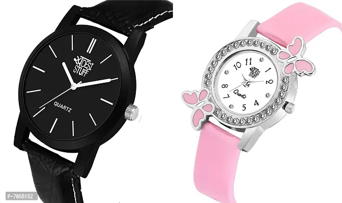 Swadesi Stuff Black and Pink Color Analog Watch for Boys and Girls - Combo of 2-thumb2