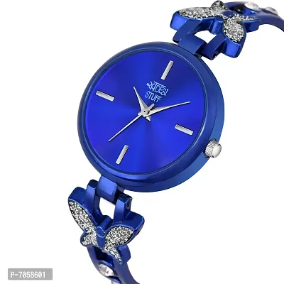 Swadesi Stuff Exclusive Luxury Butterfly Stainless Strap Analog Watch for Women and Girls (Blue)-thumb3