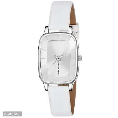 SWADESI STUFF Leather strap watch Analogue Girl's Watch(Silver Dial White Colored Strap)
