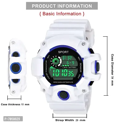 Swadesi Stuff White Dial Blue Ring Multi Function 7 Multi Light Digital Sport Watch for Men and Boys-thumb2