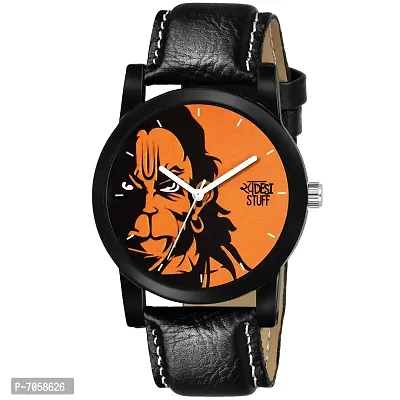 Swadesi Stuff Analogue Orange Dial Leather Strap Watch for Men and Boy