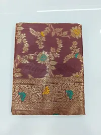 Stylish Silk Blend Jacquard Saree With Blouse Piece For Women-thumb1