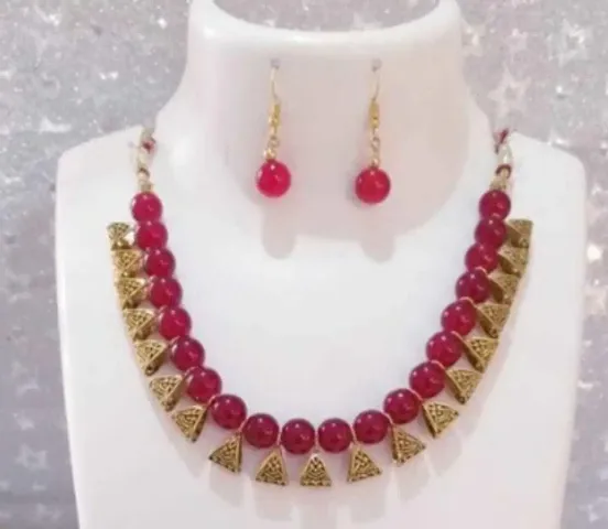 Fancy Multicolored Necklace Set with Earrings