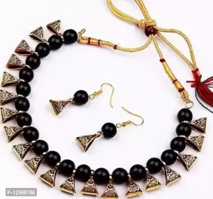 oxidized beads necklace set-thumb0