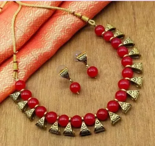 Trendy Alloy Beads Short Necklace Set