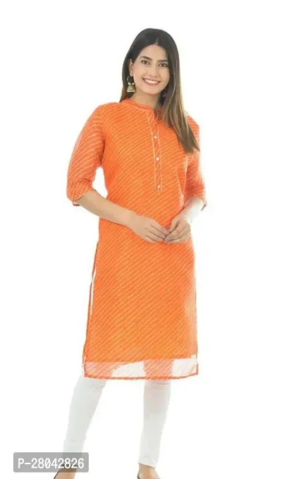 Elegant Leheriya Cotton Straight Kurta For Women