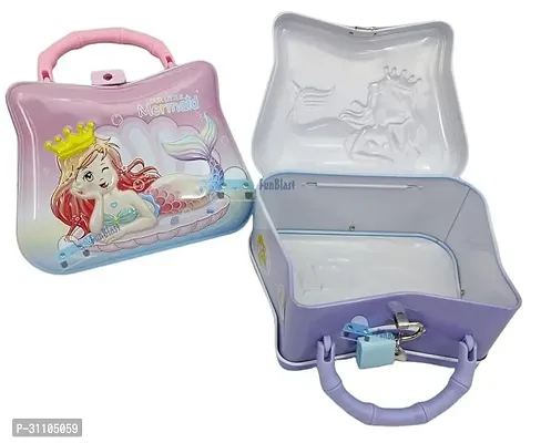 Little Mermaid Piggy Bank and School Bag Set Blue for Kids-thumb0