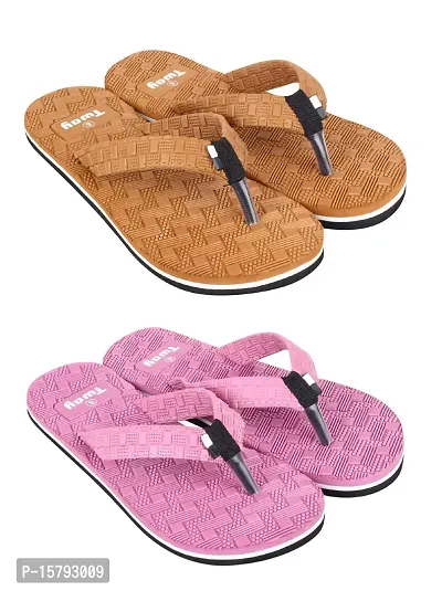 Tway Rubber soft slippers Hawai Chappal Flipflop for women Girls Ladies Home use Slippers pack of 2