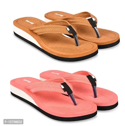 Tway Daily use Hawaii slipper chappal Flipflop for women and girls ladies slipper combo pack of 2-thumb0