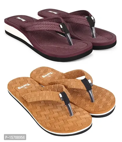 Tway Slippers for women home use flipflop hawaii chappal slippers for ladies pack of 2