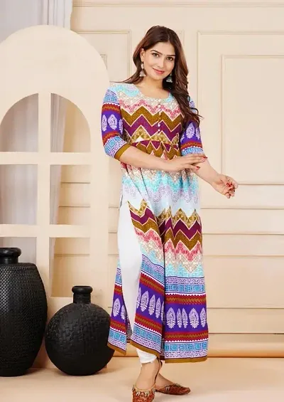 Stylish Rayon Printed A-Line Kurti