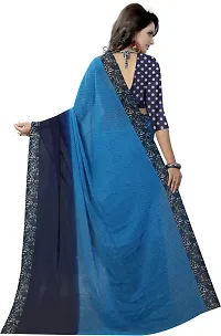 Stylish Blue Cotton Silk Saree With Blouse Piece For Women-thumb2