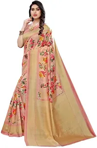 Stylish Peach Cotton Silk Saree With Blouse Piece For Women-thumb1