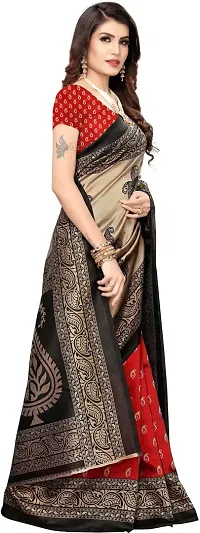 Stylish Red Cotton Silk Saree With Blouse Piece For Women-thumb2