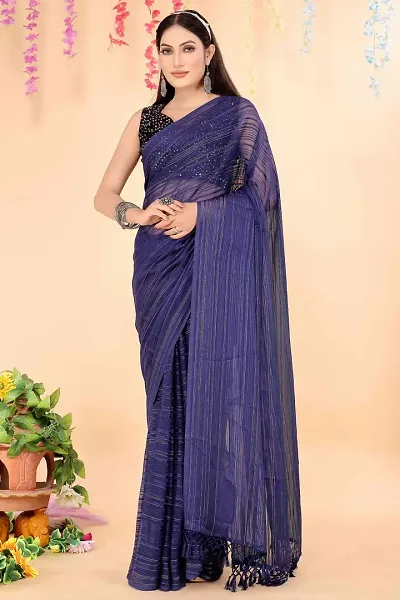 Trending Chiffon Saree with Blouse piece 