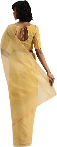 Stylish Cream Cotton Silk Saree With Blouse Piece For Women-thumb2