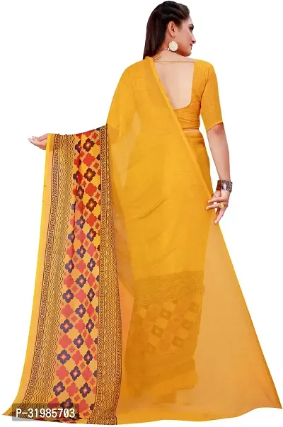 Stylish Yellow Georgette Saree With Blouse Piece For Women-thumb3