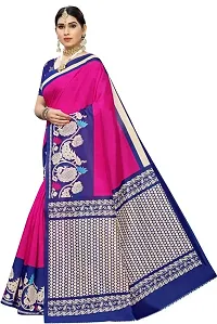 Stylish Pink Cotton Silk Saree With Blouse Piece For Women-thumb1