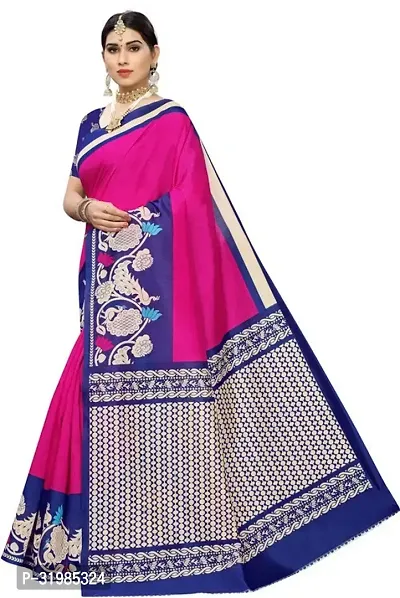 Stylish Pink Cotton Silk Saree With Blouse Piece For Women-thumb2