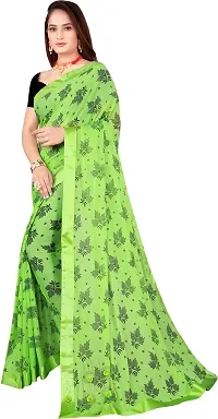 Stylish Green Cotton Silk Saree With Blouse Piece For Women-thumb2