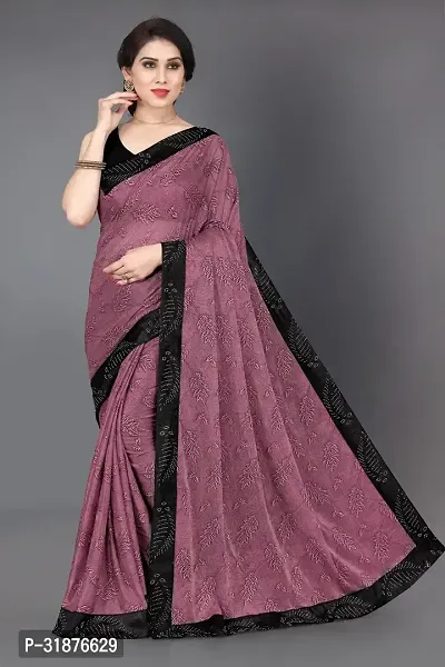 Stylish Purple Lycra Saree With Blouse Piece For Women-thumb0