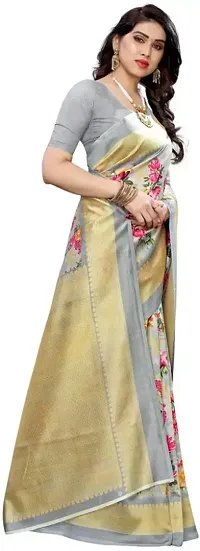 Stylish Grey Cotton Silk Saree With Blouse Piece For Women-thumb2