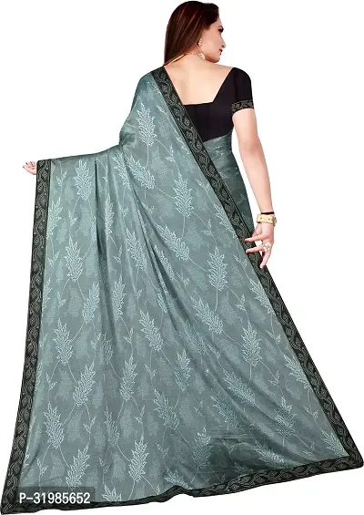 Stylish Grey Lycra Saree With Blouse Piece For Women-thumb3