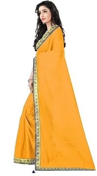 Stylish Yellow Cotton Silk Saree With Blouse Piece For Women-thumb2